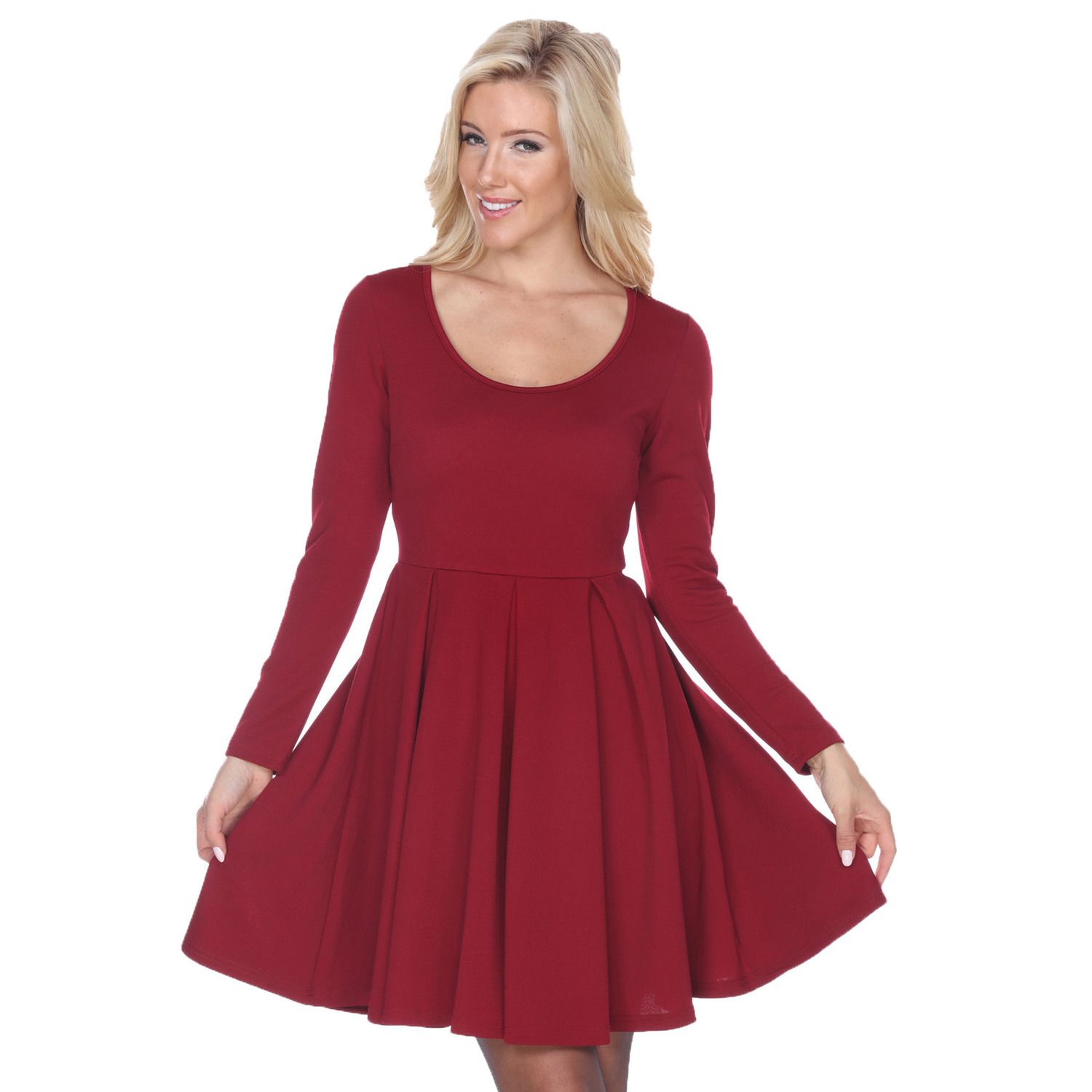 women's fit and flare dresses with sleeves