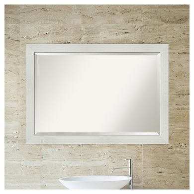 Amanti Art Mosaic White Bathroom Vanity Wall Mirror