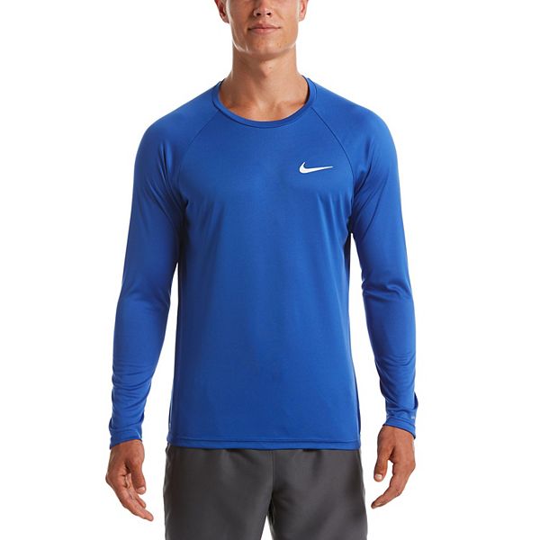 Nike Swim shirt mens medium dri-fit blue swoosh logo UPF40+ new