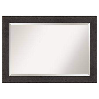 Amanti Art Rustic Plank Espresso Bathroom Vanity Wall Mirror