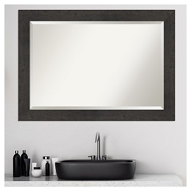 Amanti Art Rustic Plank Espresso Bathroom Vanity Wall Mirror