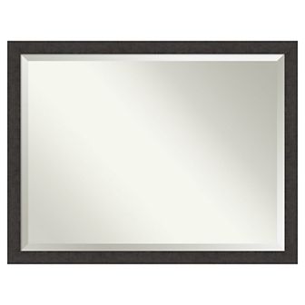 Amanti Art Narrow Rustic Plank Espresso Bathroom Vanity Wall Mirror