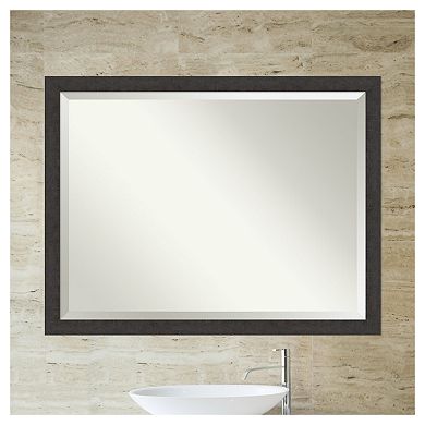 Amanti Art Narrow Rustic Plank Espresso Bathroom Vanity Wall Mirror