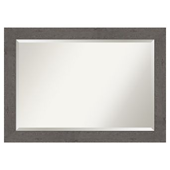 Amanti Art Rustic Plank Grey Bathroom Vanity Wall Mirror