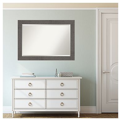 Amanti Art Rustic Plank Grey Bathroom Vanity Wall Mirror