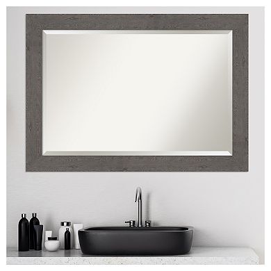 Amanti Art Rustic Plank Grey Bathroom Vanity Wall Mirror