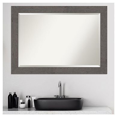 Amanti Art Rustic Plank Grey Bathroom Vanity Wall Mirror