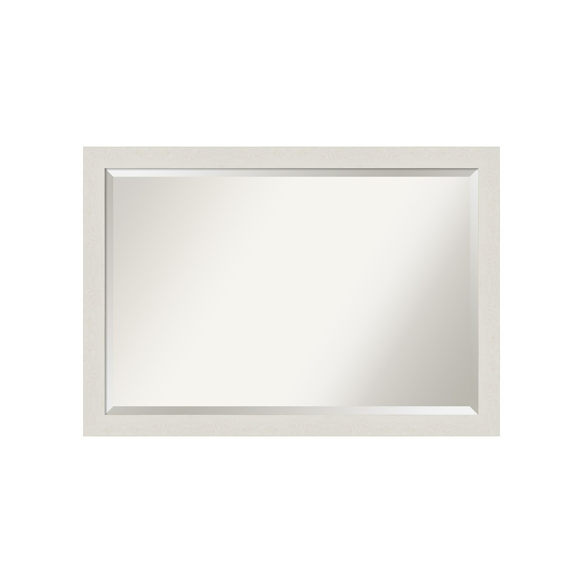 Amanti Art Narrow Rustic Plank White Bathroom Vanity Wall Mirror