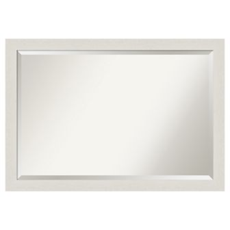 Amanti Art Narrow Rustic Plank White Bathroom Vanity Wall Mirror