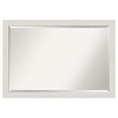 Amanti Art Narrow Rustic Plank White Bathroom Vanity Wall Mirror