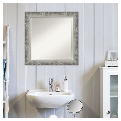 Amanti Art Narrow Waveline Silver Bathroom Vanity Wall Mirror
