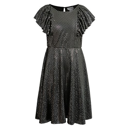 Girls 7-16 Emily West Metallic Dot Ruffle Dress