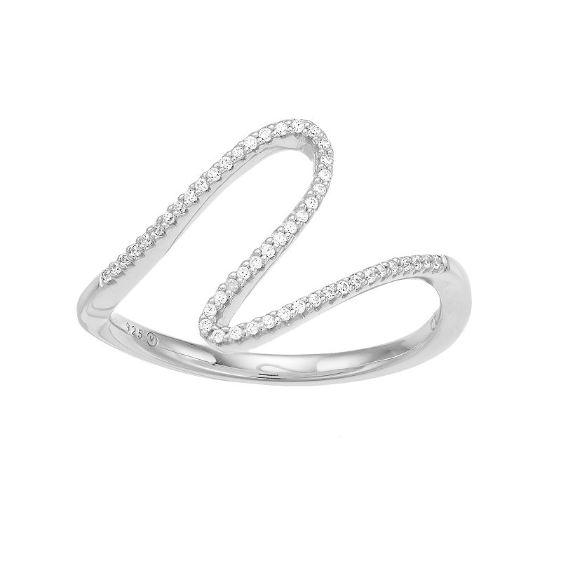 Simply Vera Vera Wang Sterling Silver 1/10 Carat T.W. Diamond Swirl Ring, W