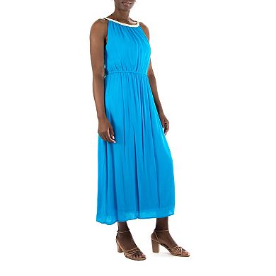 Women's Nina Leonard Rope-Braid Halter-Neck Maxi Dress