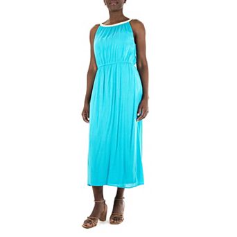 Women's Nina Leonard Rope-Braid Halter-Neck Maxi Dress