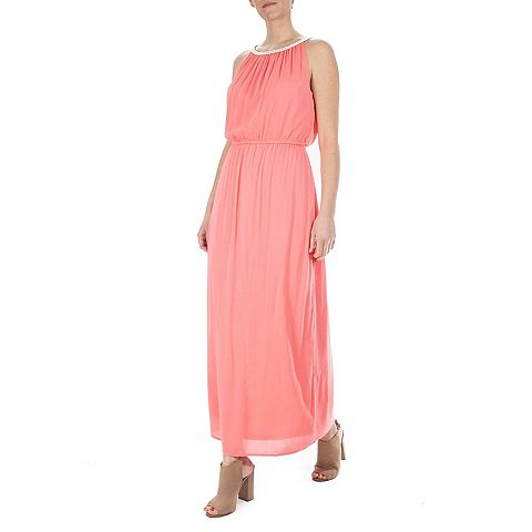 Женские платья Nina Leonard Women's Nina Leonard Rope-Braid Halter-Neck Maxi Dress