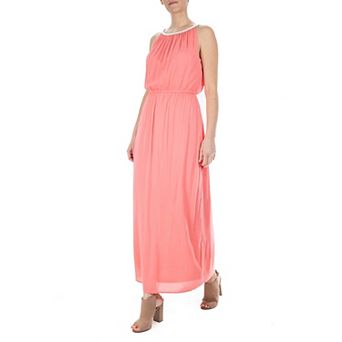 Women's Nina Leonard Rope-Braid Halter-Neck Maxi Dress