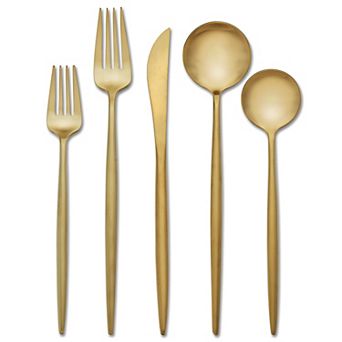 Skandia Zephyr Satin Gold 20 pc Flatware Set