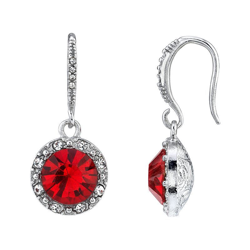 Downton Abbey Red & White Crystal Drop Earrings, Womens