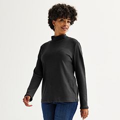 Womens Black Mockneck Tops, Clothing