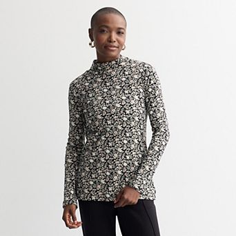 Women's Croft & Barrow® Essential Long-Sleeve Mockneck Top