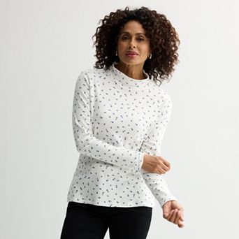 Women's Croft & Barrow® Essential Long-Sleeve Mockneck Top