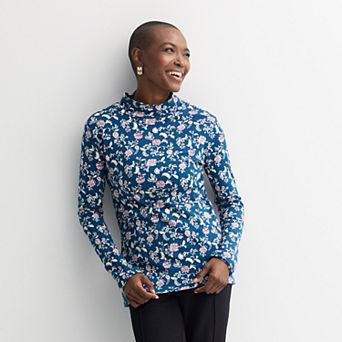 Women's Croft & Barrow® Essential Long-Sleeve Mockneck Top