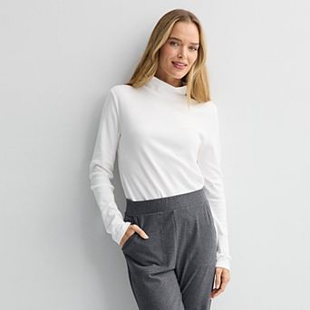 Women's Croft & Barrow® Essential Long-Sleeve Mockneck Top
