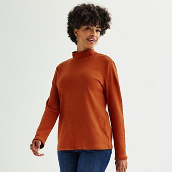Women's Croft & Barrow® Essential Long-Sleeve Mockneck Top