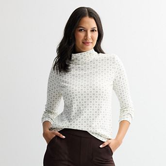 Women's Croft & Barrow® Essential Long-Sleeve Mockneck Top