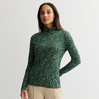 Women's Croft & Barrow® Essential Long-Sleeve Mockneck Top