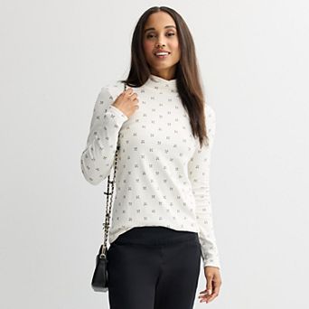 Women's Croft & Barrow® Essential Long-Sleeve Mockneck Top