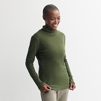 Women's Croft & Barrow® Essential Long-Sleeve Mockneck Top
