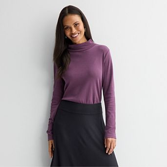 Women's Croft & Barrow® Essential Long-Sleeve Mockneck Top