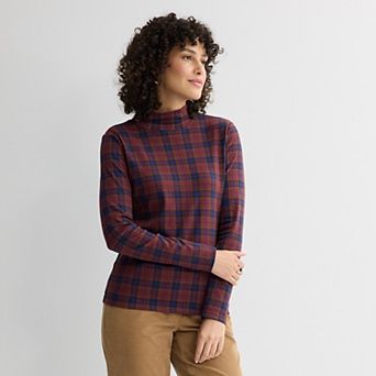 Women's Croft & Barrow® Essential Long-Sleeve Mockneck Top