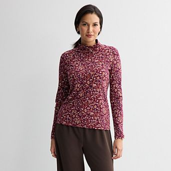 Women's Croft & Barrow® Essential Long-Sleeve Mockneck Top