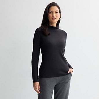 Women's Croft & Barrow® Essential Long-Sleeve Mockneck Top