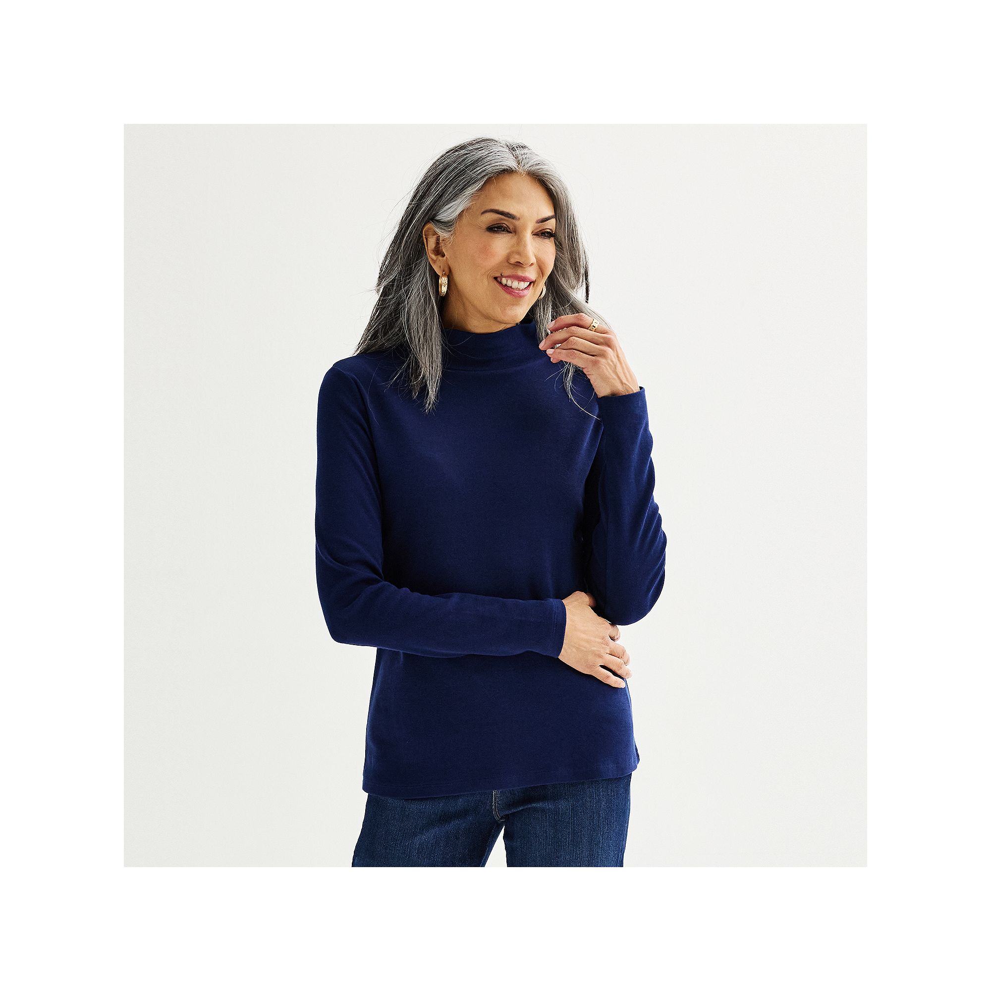 Womens Croft & Barrow® Essential Long-Sleeve Mockneck Top, Size: Small, B