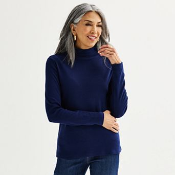 Women's Croft & Barrow® Essential Long-Sleeve Mockneck Top