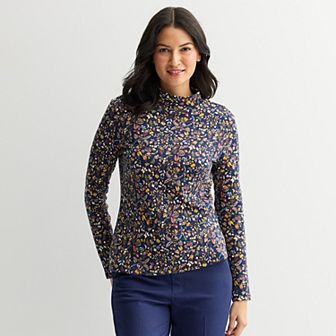 Women's Croft & Barrow® Essential Long-Sleeve Mockneck Top