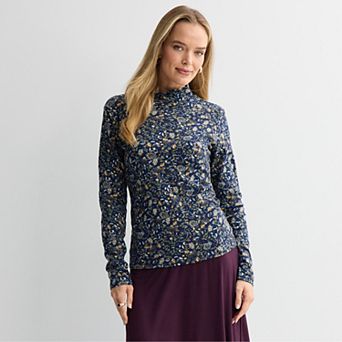 Women's Croft & Barrow® Essential Long-Sleeve Mockneck Top