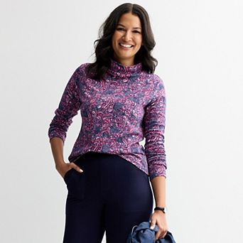 Women's Croft & Barrow® Essential Long-Sleeve Mockneck Top
