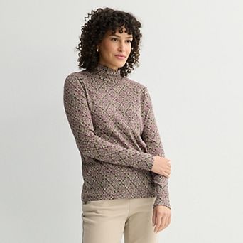 Women's Croft & Barrow® Essential Long-Sleeve Mockneck Top