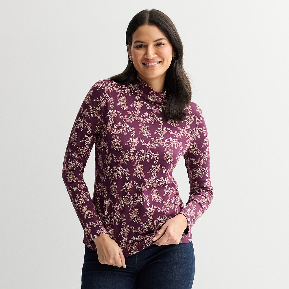 Essential Mockneck Top, Plum