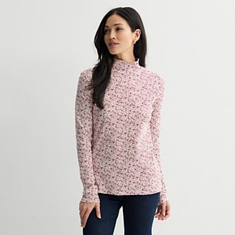 Women's Croft & Barrow® Essential Long-Sleeve Mockneck Top