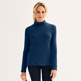 Women's Croft & Barrow® Essential Long-Sleeve Mockneck Top
