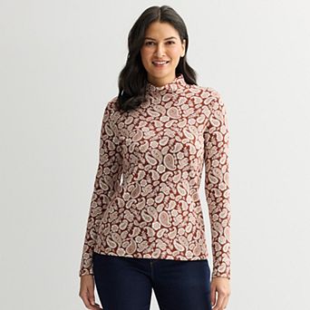 Women's Croft & Barrow® Essential Long-Sleeve Mockneck Top