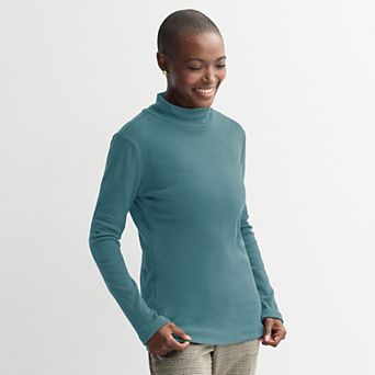 Women's Croft & Barrow® Essential Long-Sleeve Mockneck Top