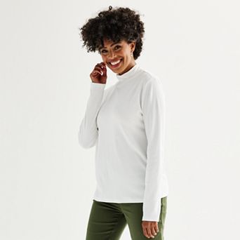 Women's Croft & Barrow® Essential Long-Sleeve Mockneck Top