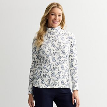 Women's Croft & Barrow® Essential Long-Sleeve Mockneck Top